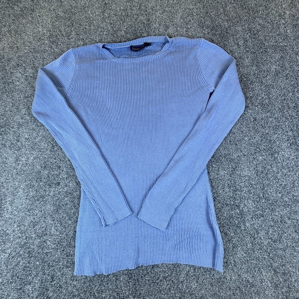 Pendleton Sweater Womens Medium Cornflower Blue Ribbed Knit Crew Neck Pullover